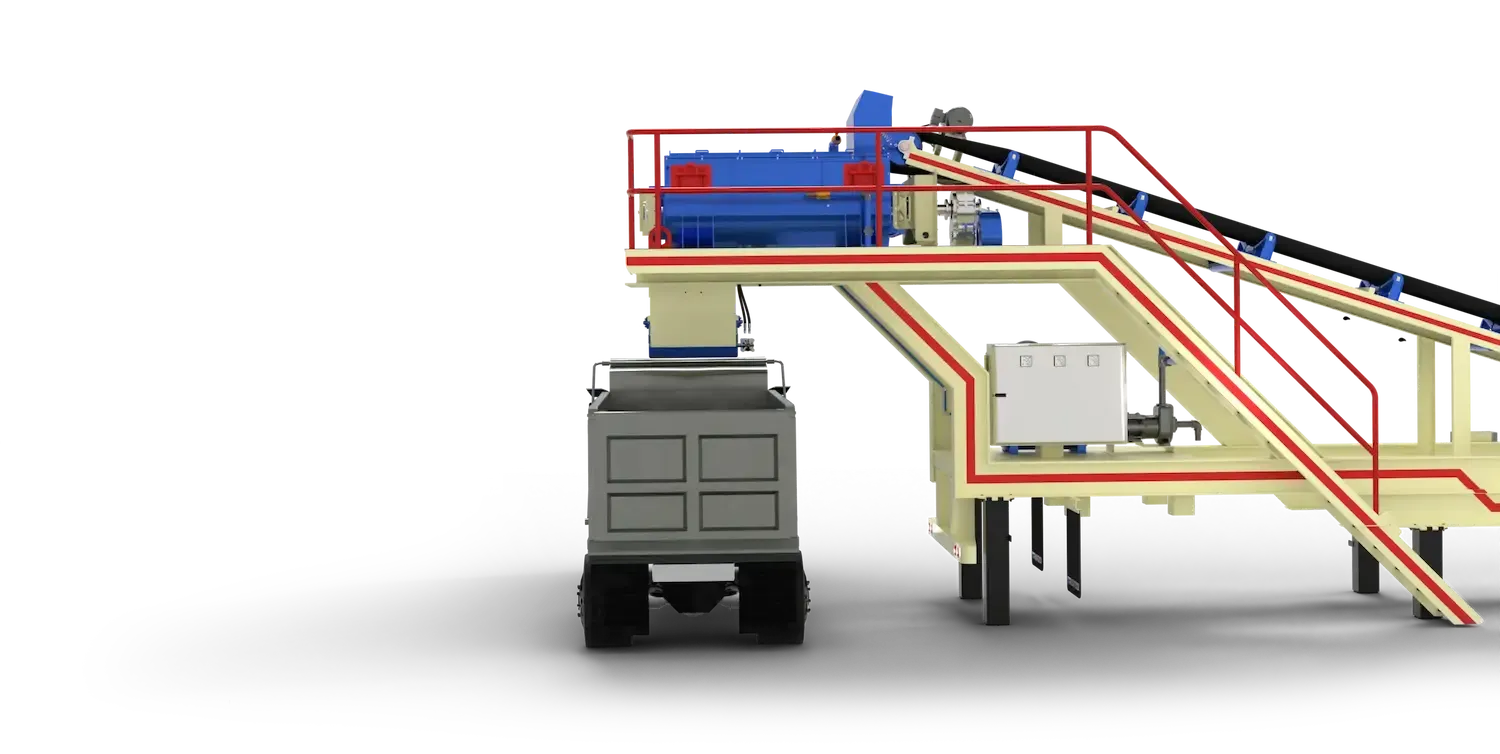 Cold mix plant with the option of ground-level discharge