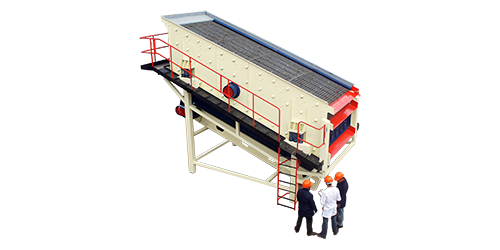 Inclined vibrating screen, three 8' x 20' beds, on support legs